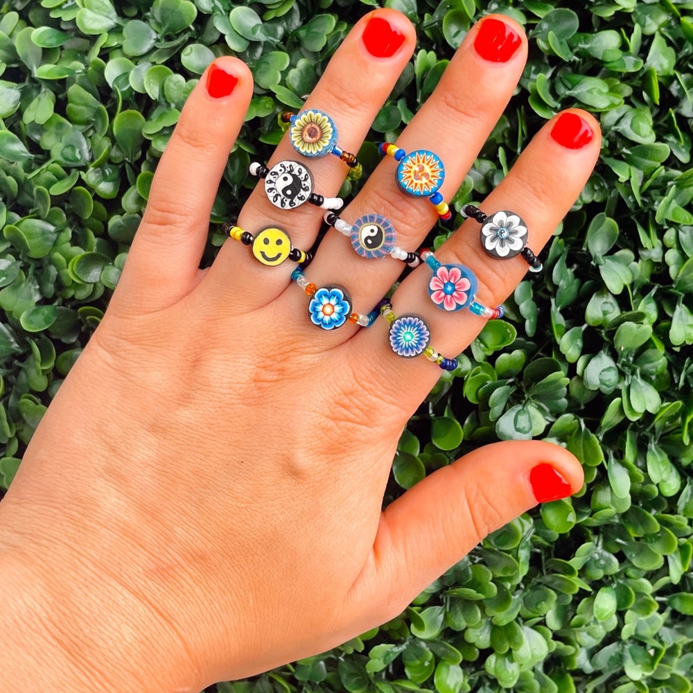 Beaded Clay Rings